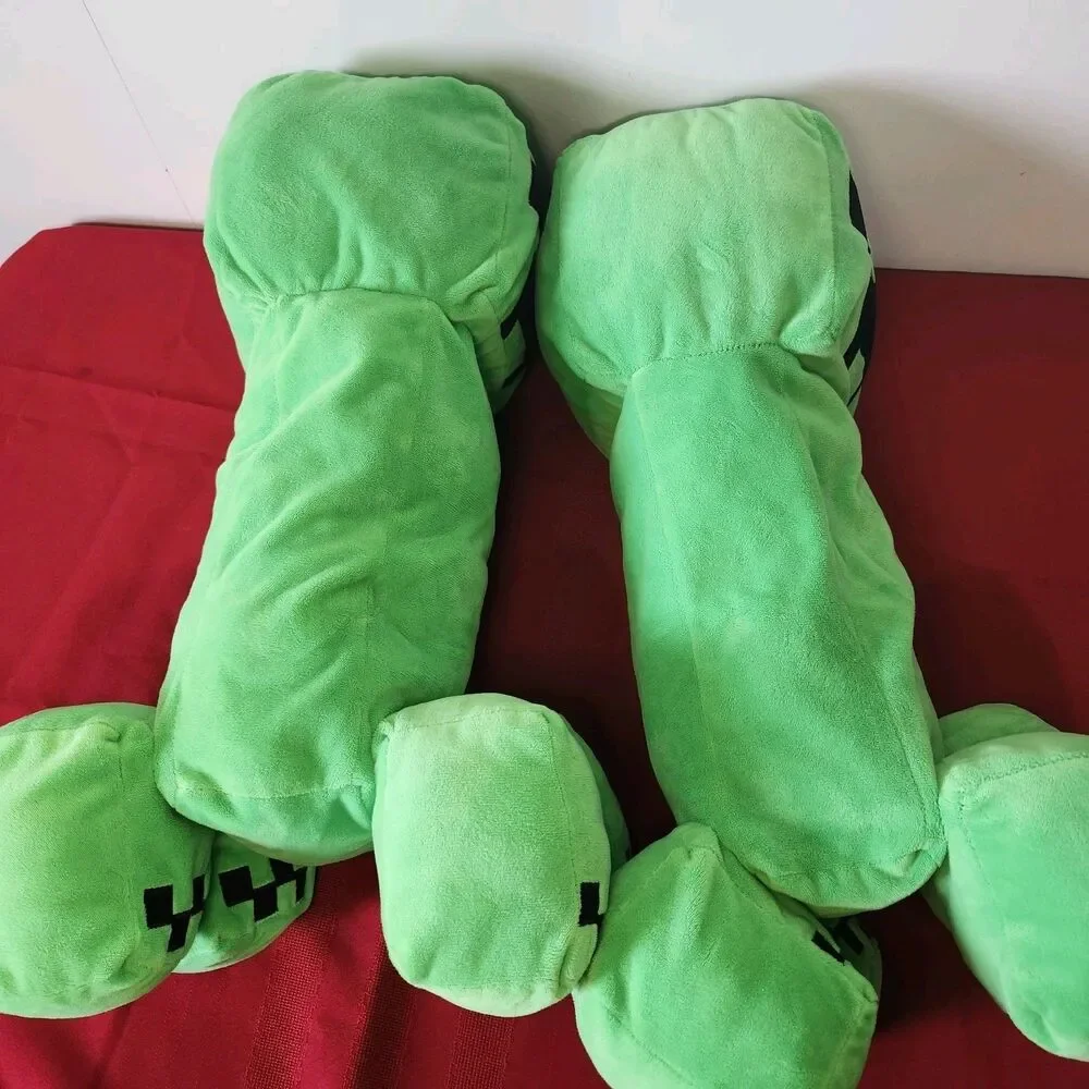 Lot of 2 Minecraft Creeper Plush 18” Large Pillow Stuffed Animal Mojang Green